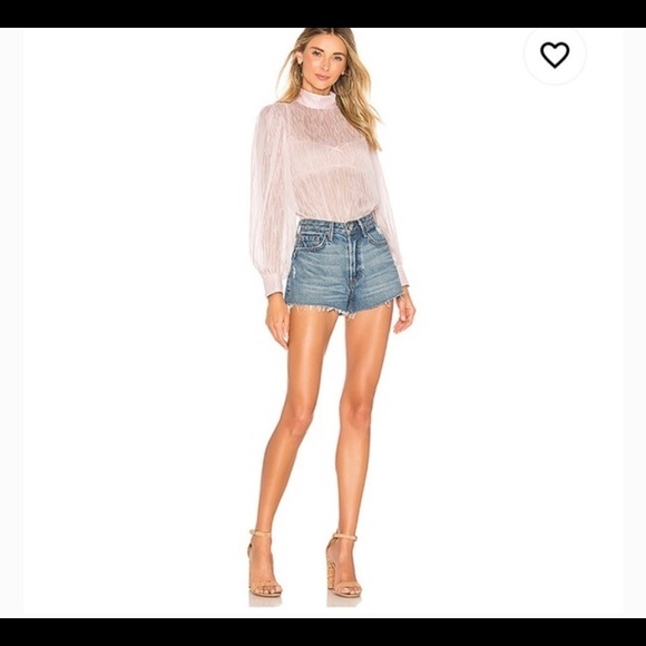 House of Harlow 1960 X Revolve Elise Blouse Sz M Sheer Pink Fairy - Picture 4 of 13